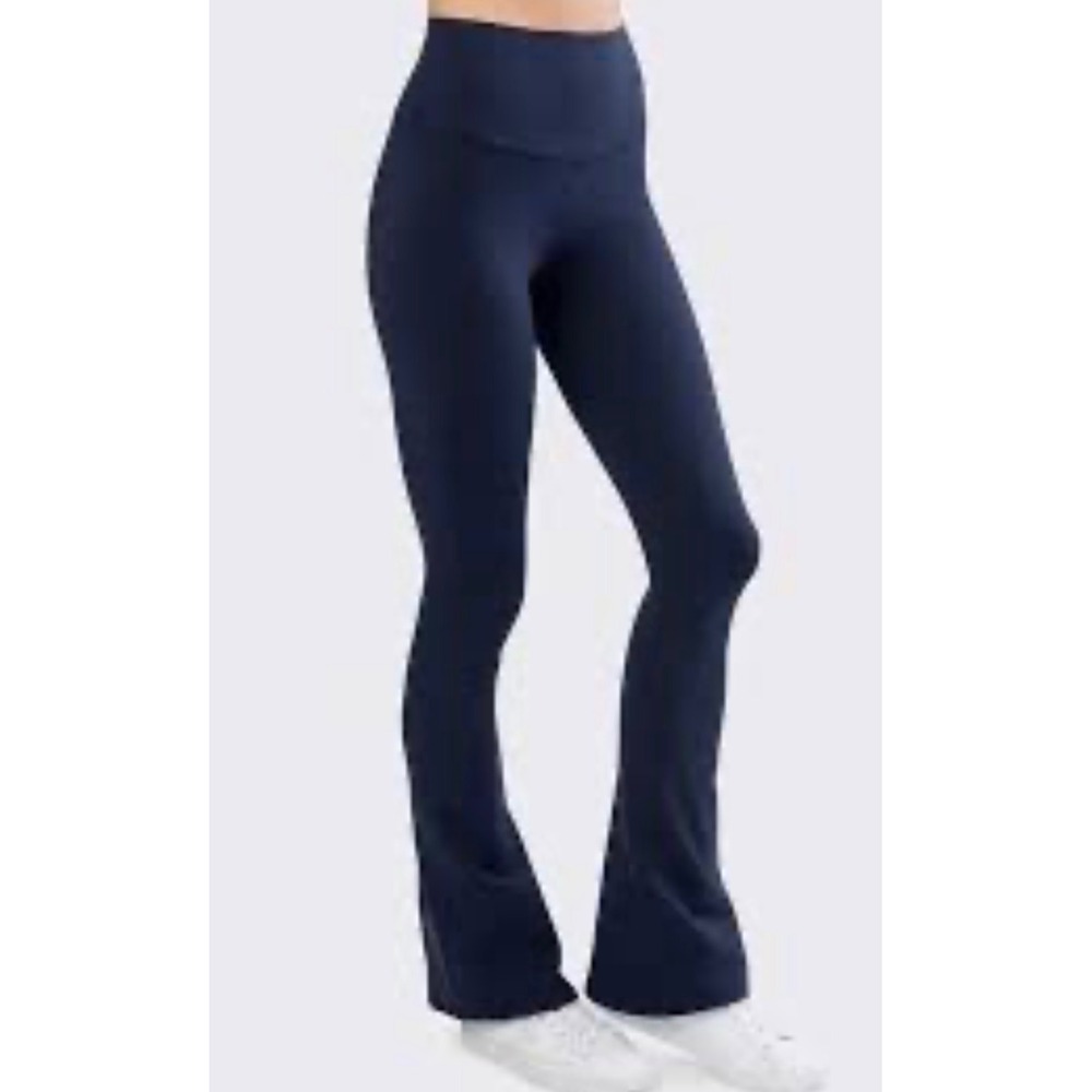 Splits59 Women Navy Blue High Rise Flare Leggings Size Large Short RN 123660